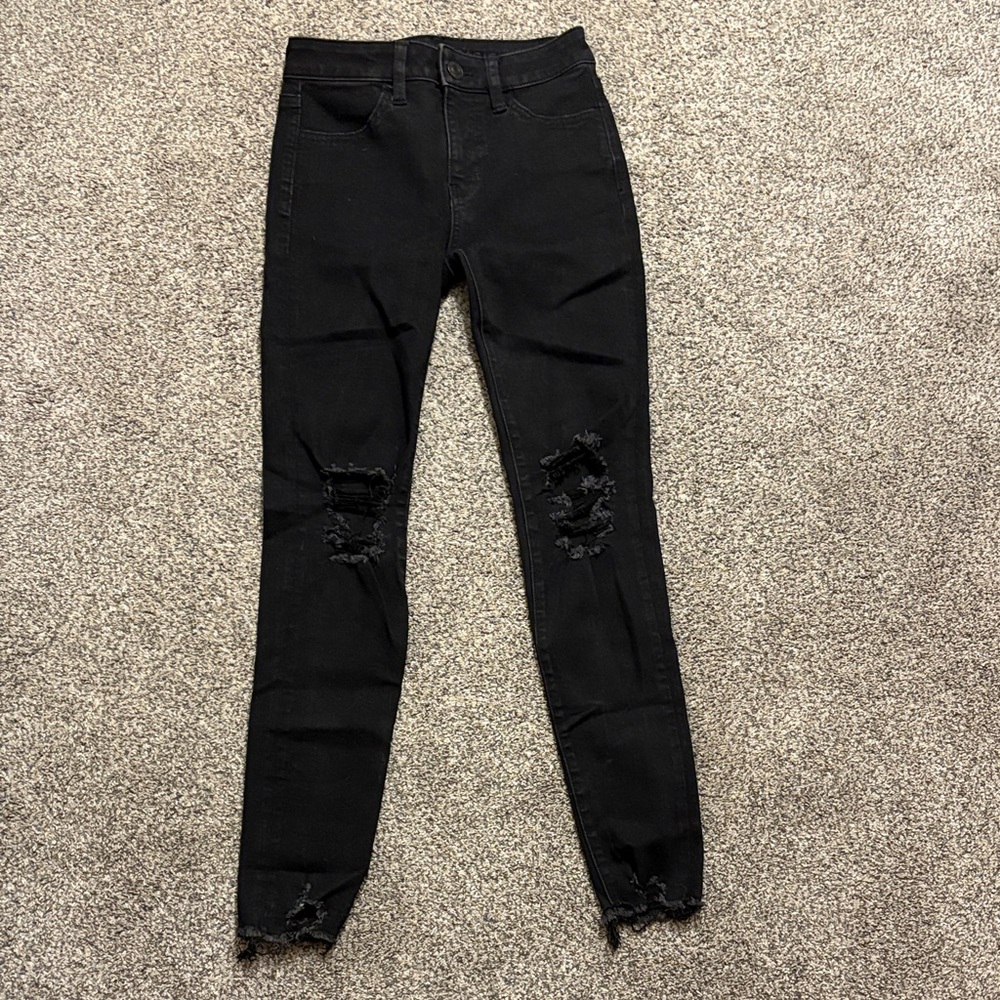 American Eagle Outfitters Black Distressed Jeans